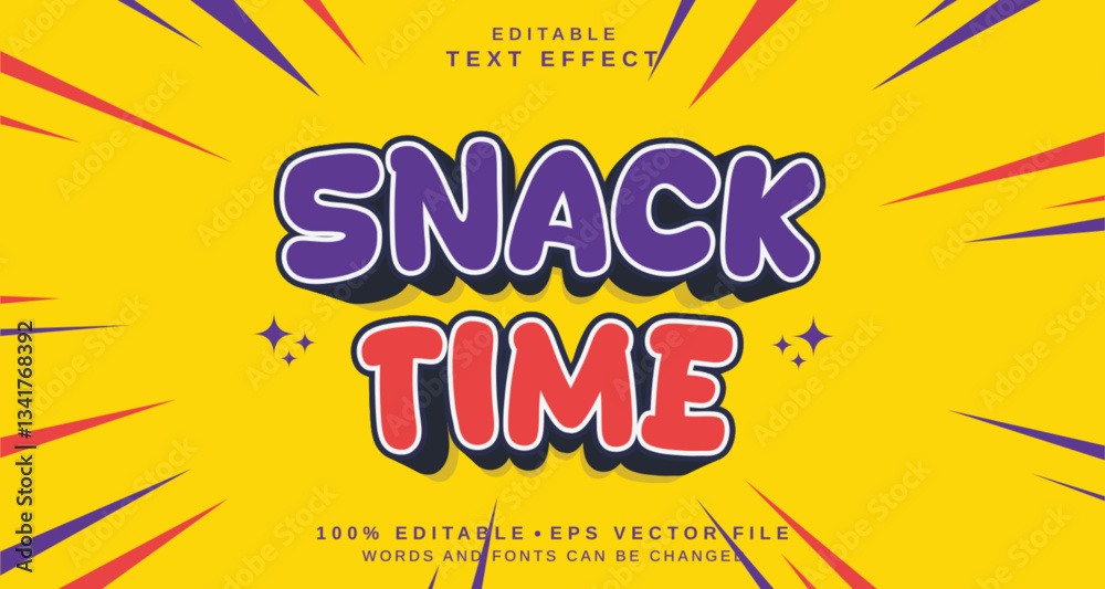 Poster editable text style effect - snack time text style theme.