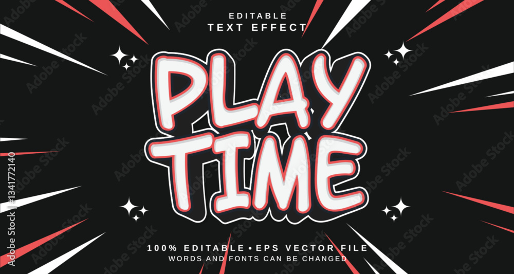 Poster editable text style effect - play time text style theme.