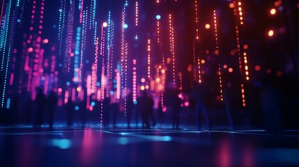 Obraz premium A dramatic view of a dark cityscape illuminated by thousands of bright lights against the night