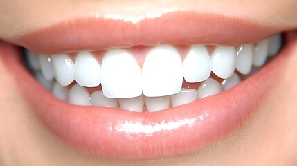Fototapeta premium Close-up of a bright, healthy smile with perfect white teeth.