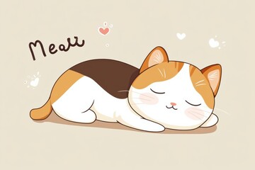 Fototapeta premium Calico cat sleeping peacefully