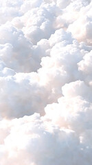 Fototapeta premium Aerial view of fluffy white clouds illuminated by sunlight, creating a serene atmosphere