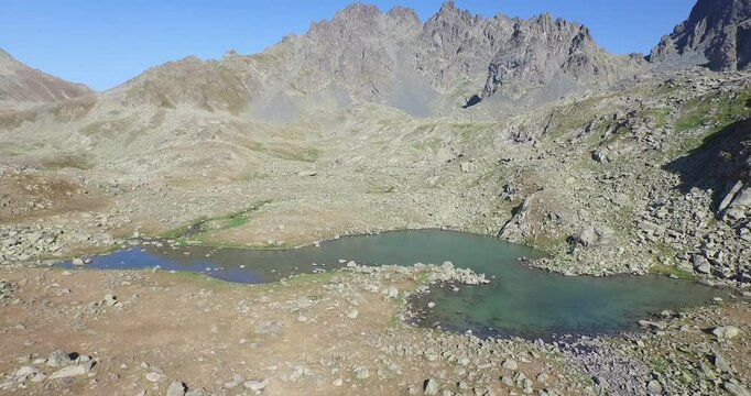 Freshwater resources and glacier lake. Aerial view of the Kackar Mountains