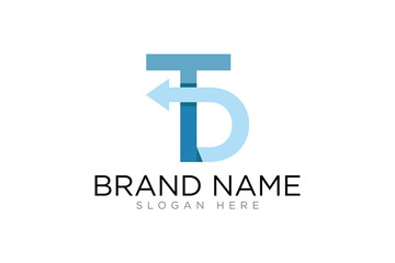 Abstract Letter TD Arrow Vector Logo concept, Simple Arrow td logo designs concept. 