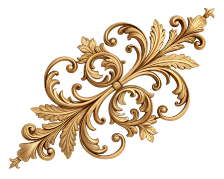 vintage floral ornament,  decorative golden scrollwork ornament. golden ornament