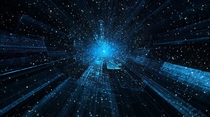 Fototapeta premium Digital City Lightspeed Tunnel.