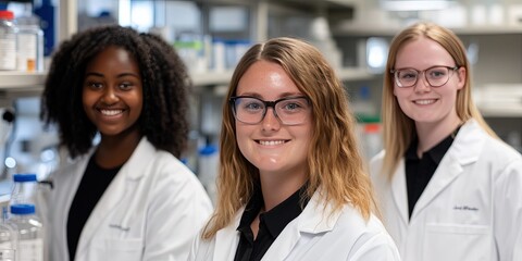 Fototapeta premium diverse students in chemistry lab 