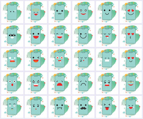 Diverse Emoticons Presented on Stylized Smartphone Icons in a Repeated Pattern