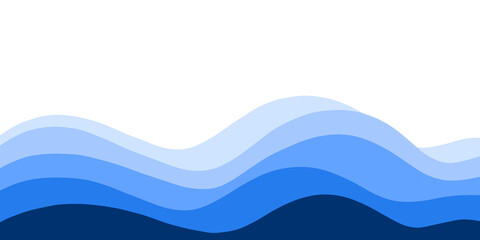 Layered blue wave element with transparent background