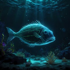 Obraz premium fluorescent fish in aquarium underwater