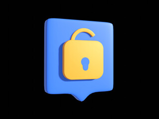 Padlock, lock. Security, safety, encryption, protection, privacy concept. 3d vector icon. Cartoon minimal style.
