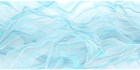 Obraz premium Transparent soft blue cloth fabric striped ripple waves on white background.