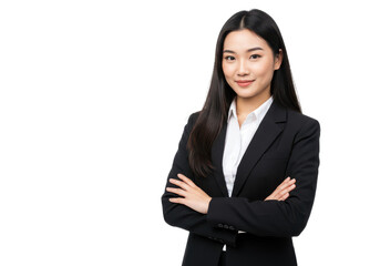 Young asian bussines woman isolated on White background