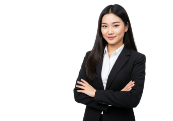 Young asian bussines woman isolated on White background