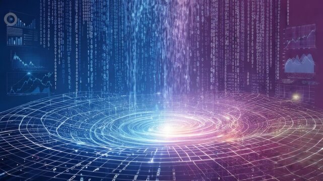 Big data visualization abstract streams of information and analytical processing - Powered by Adobe