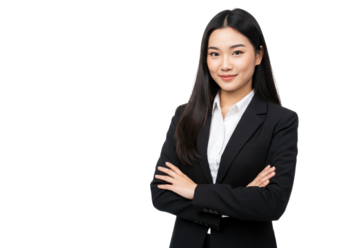 Young asian bussines woman isolated on White background