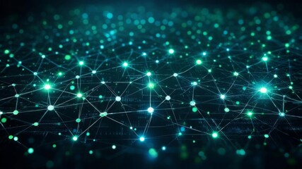 Blockchain network with digital nodes, symbolizing decentralization and cryptocurrency security