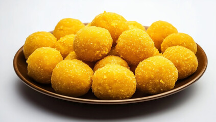 Plate of Delicious Corn-Shaped Laddus Against a White Background