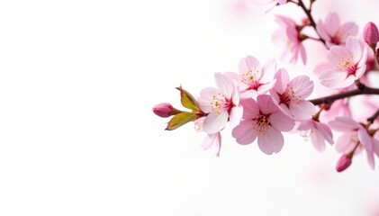 Delicate cherry blossom branches isolated on white background, branches, bloom