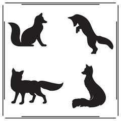 Fox silhouette, Fox illustration ,Fox clipart, Fox vector , Fox icon , black Fox, Fox  illustration on white background, Fox vector illustration ,