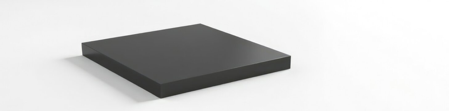 Empty black square coaster on white background, plain, coaster
