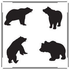 Grizzly Bear silhouette, Grizzly Bear illustration ,Grizzly Bear clipart, Grizzly Bear vector , Grizzly Bear icon ,Grizzly Bear illustration on white background, Grizzly Bear vector illustration ,