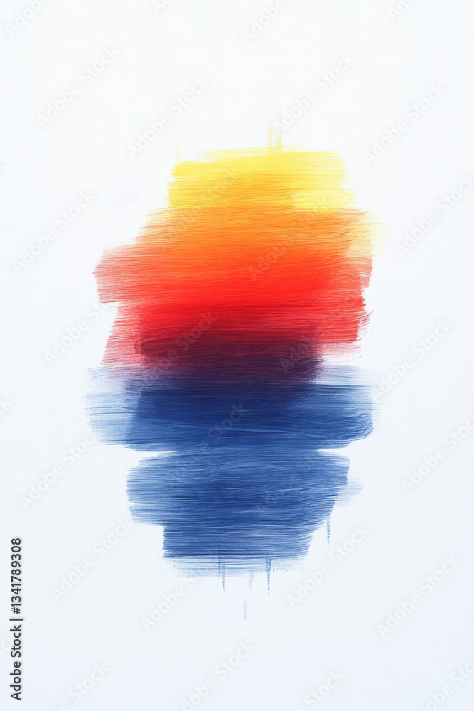 Poster elliptical abstract design, dynamic horizontal lines in shades of fiery red, intense orange,