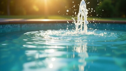 Fountain of clean water with sunlight reflections, symbolizing hydration and detoxification