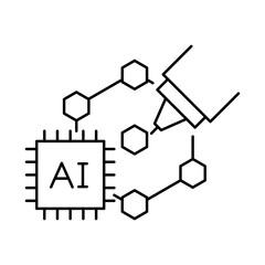 Nano Technology Icon – Molecule and Chip Representing the Advancement of Nanotechnology. Vector Editable Stroke