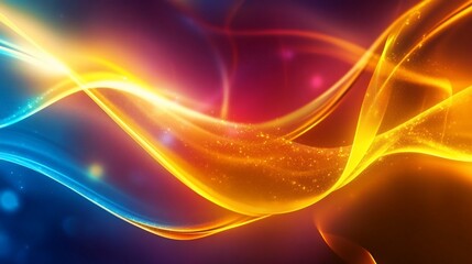 Abstract background with flowing luminous lines in blue orange and purple colors