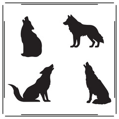 Wolf silhouette, Wolf illustration ,Wolf clipart, Wolf vector , Wolf icon , black Wolf ,Wolf illustration on white background, Wolf vector illustration ,