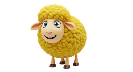 Yellow Cartoon Sheep with Big Round Eyes