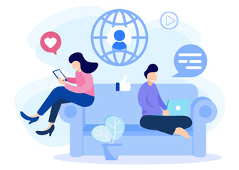 Illustration vector graphic cartoon character of social media