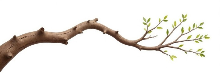 Twisted tree branch isolated on white background, organic, wood, natural