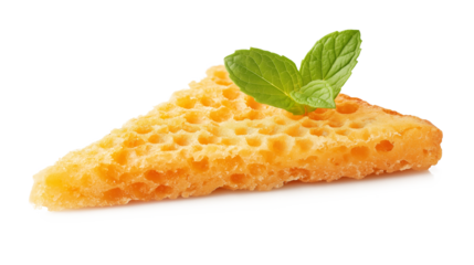 Honeycomb slice with mint leaf