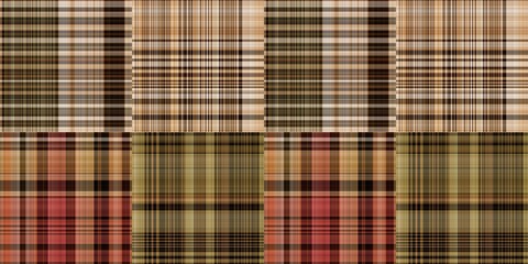 Warm fall gingham tartan check seamless border pattern. Woven classic variegated ombre check ribbon trim. Repeatable banner for washing tape and for fashion edging design