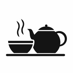 Teapot and Bowl silhouette Vector Design.