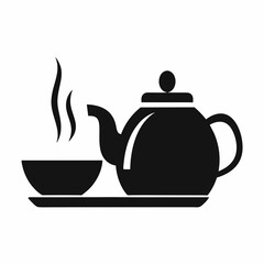 Teapot and Bowl silhouette Vector Design.