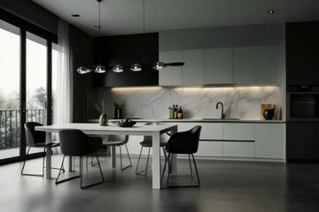 modern kitchen interior with kitchen