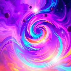 Obraz premium A vibrant abstract composition with swirling colors and geometric shapes art illustration design
