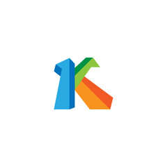 K letter logo with colorful flat vector design style