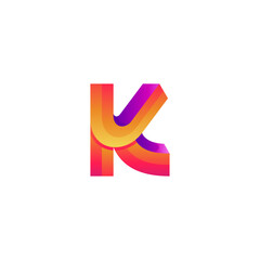 K letter logo with 3d gradient color design style