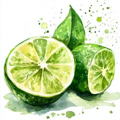 lime watercolor clipart illustration