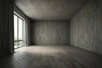 empty room with wooden wall