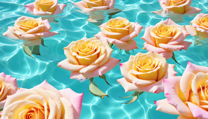 yellow roses on the water