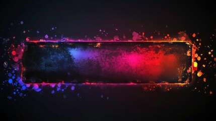 Abstract Glowing Rectangular Metal Banner with Colorful Effects