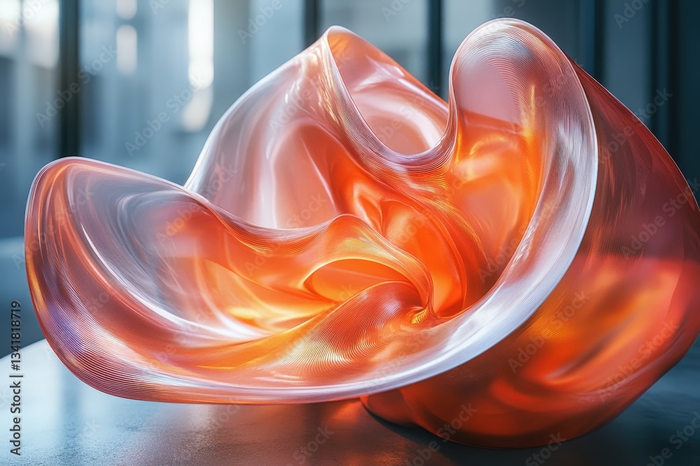 Poster dynamic abstract shapes transform and flow in a vibrant wave of color and light, creating a visually