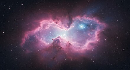 Nebula in Space with Cosmic Clouds and Starfield on Dark Background