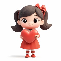 Cute girl holding a heart symbol.
