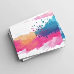 Naklejka premium Artistic Business Card Mockup with Trendy Watercolor Design